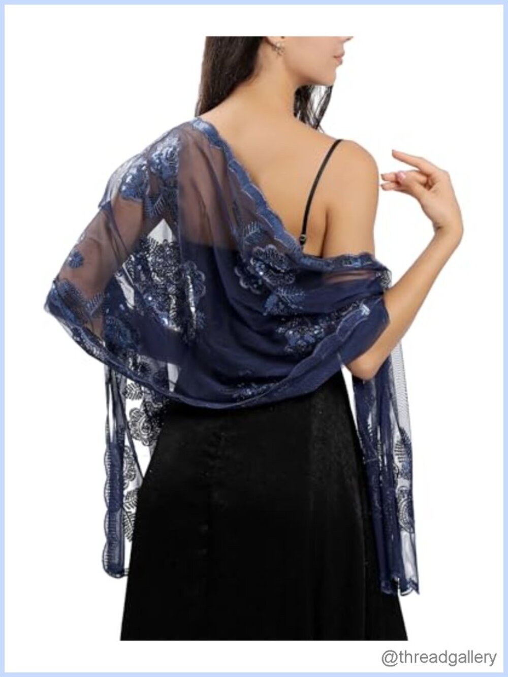 Embroidered Lace Chiffon Shawl Wrap for Evening Dresses, Bridal